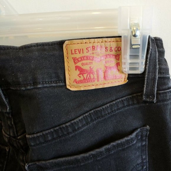 Levis‎ Womens 535 Super Skinny Faded Black Distressed Cropped Jeans Size 26 x 23 - Picture 7 of 11